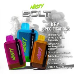 Buy Nasty Bolt 50000 Puffs 50MG Disposable Vape in Dubai