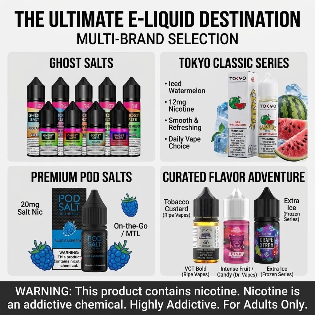 Nicotine Salts E-Liquid - Freebase and Saltnic vape juice collection banner